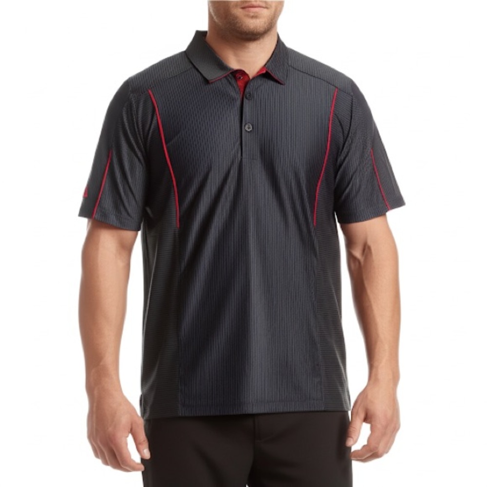 Antigua Men's Black & Red Pin Stripe Golf Polo Sport Shirt Size Large
